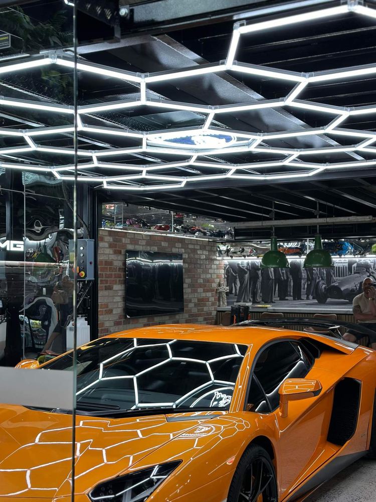 Hexagon LED garage ceiling