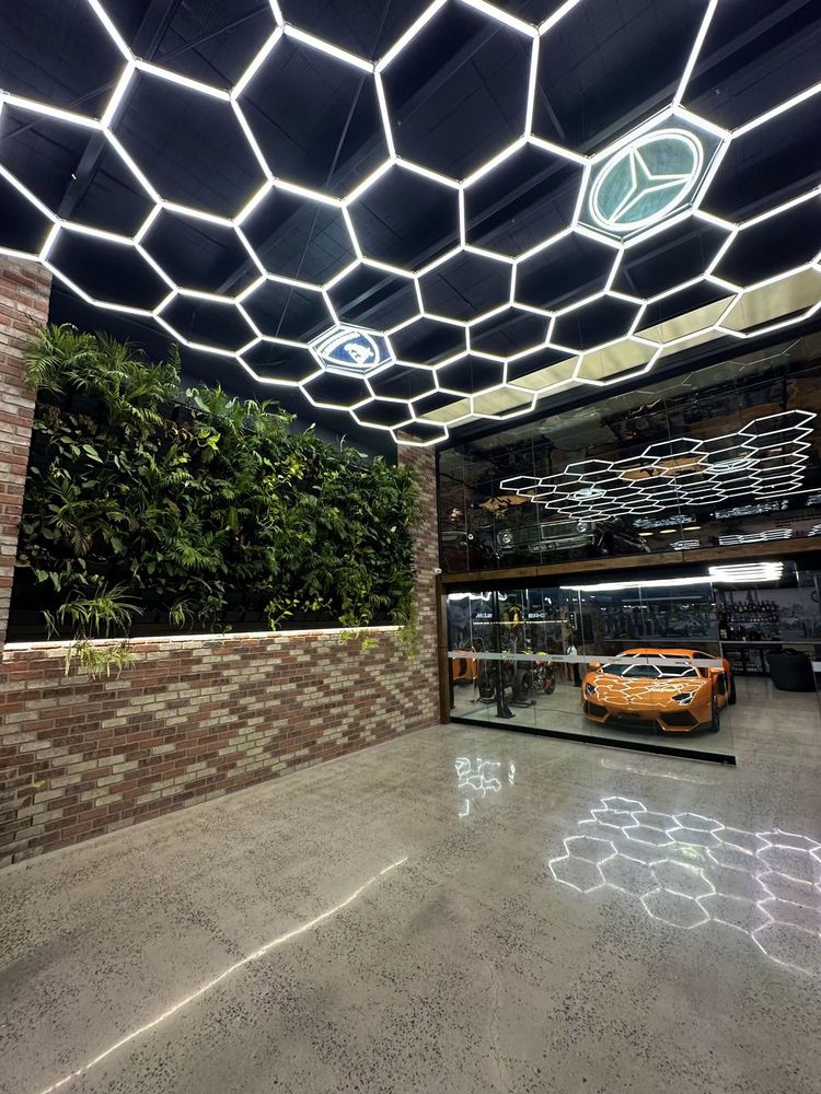 Custom hex LED ceiling install