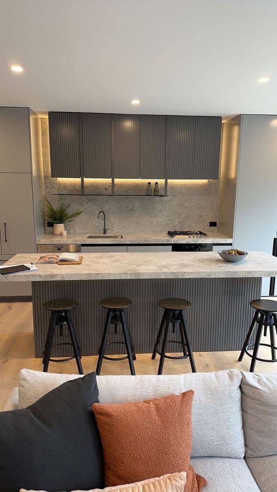 Kitchen island & downlight fit-out